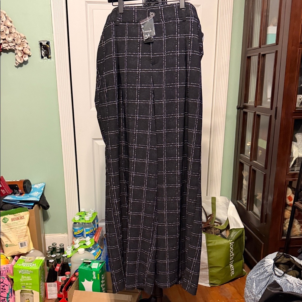 Torrid Black Plaid Wide Leg Pants